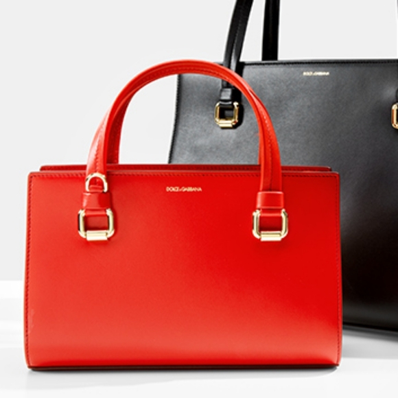 DOLCE & GABBANA RED LEATHER MINI TOTE WITH MIRROR - Picture 13 of 15